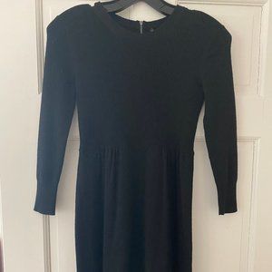 Theory Black Cashmere Ribbed Sweater Dress
